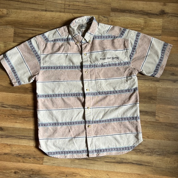 vintage pacific coast highway Aztec mens short sleeve Button Down shirt xl - Picture 1 of 6